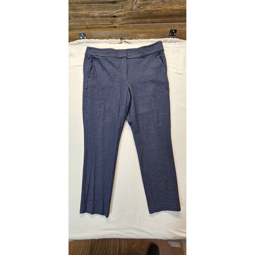 Loft Marisa Blue Gingham Check Straight Leg Dress Pants Womens 12
